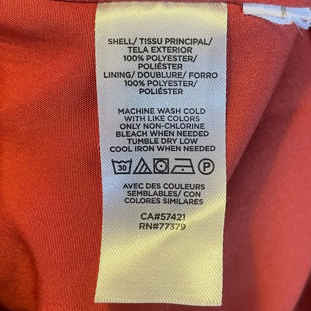 Ann Taylor Puff Sleeve Tie Waist Shirtdress In Bronze Red V-Neck Size Small - Picture 12 of 14